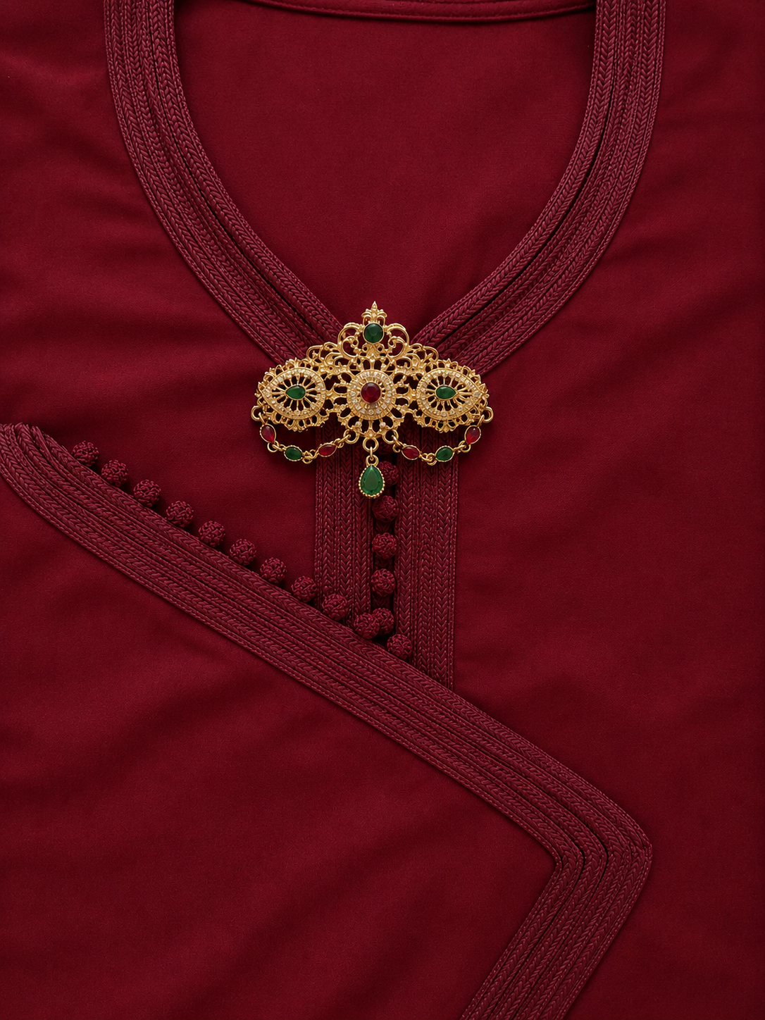 Caftan Broche Red-Green Large